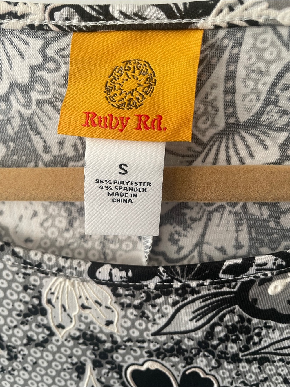 Ruby Rd. Black & White Floral Ruffle Sleeve Dress - Picture 3 of 3